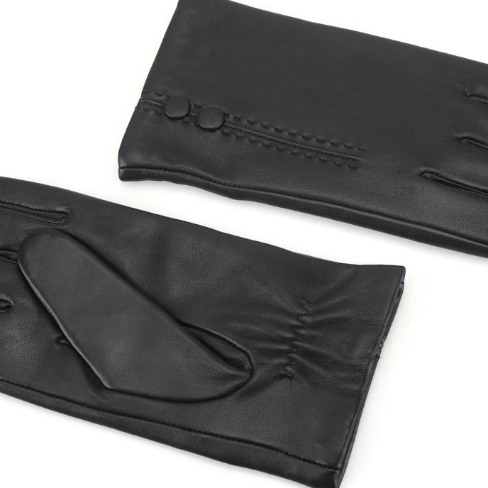 Isotoner® Ladies Cashmere Lined Leather Glove With Button Detail Black Extra Image 4